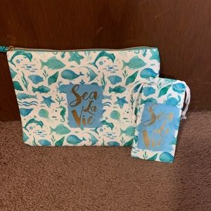 Sea la vie eyeglasses pouch and cosmetic pouch